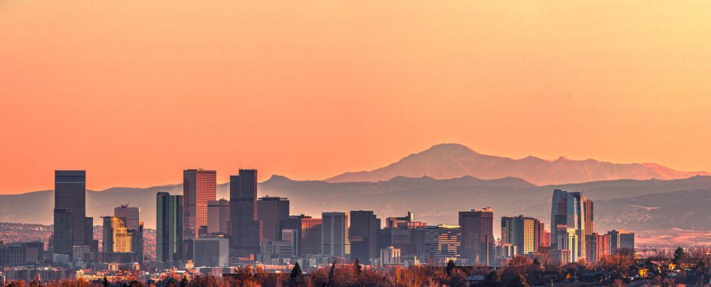 Denver skyline at sunset