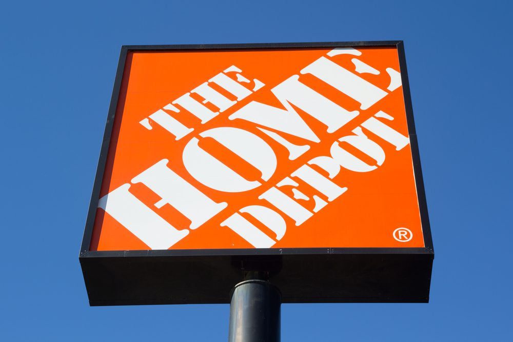 home depot sign against blue sky