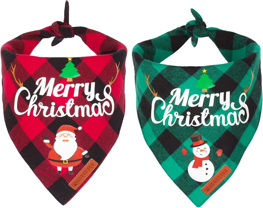 Two merry Christmas dog bandanas