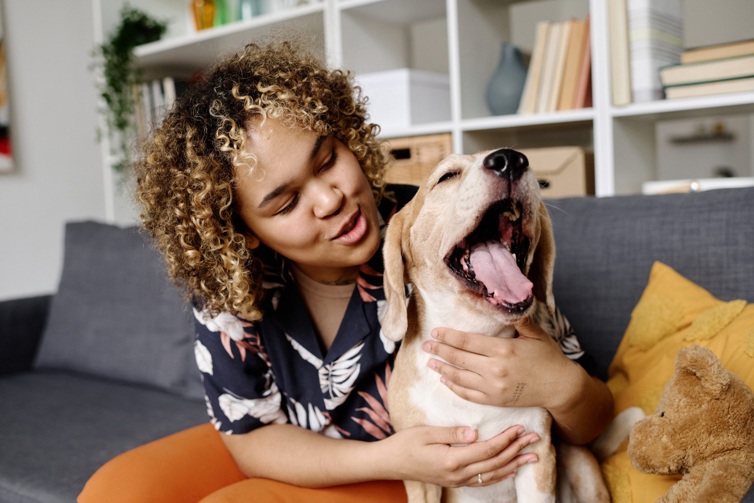 A girl hugging her emotional support animal in Columbus, GA.
