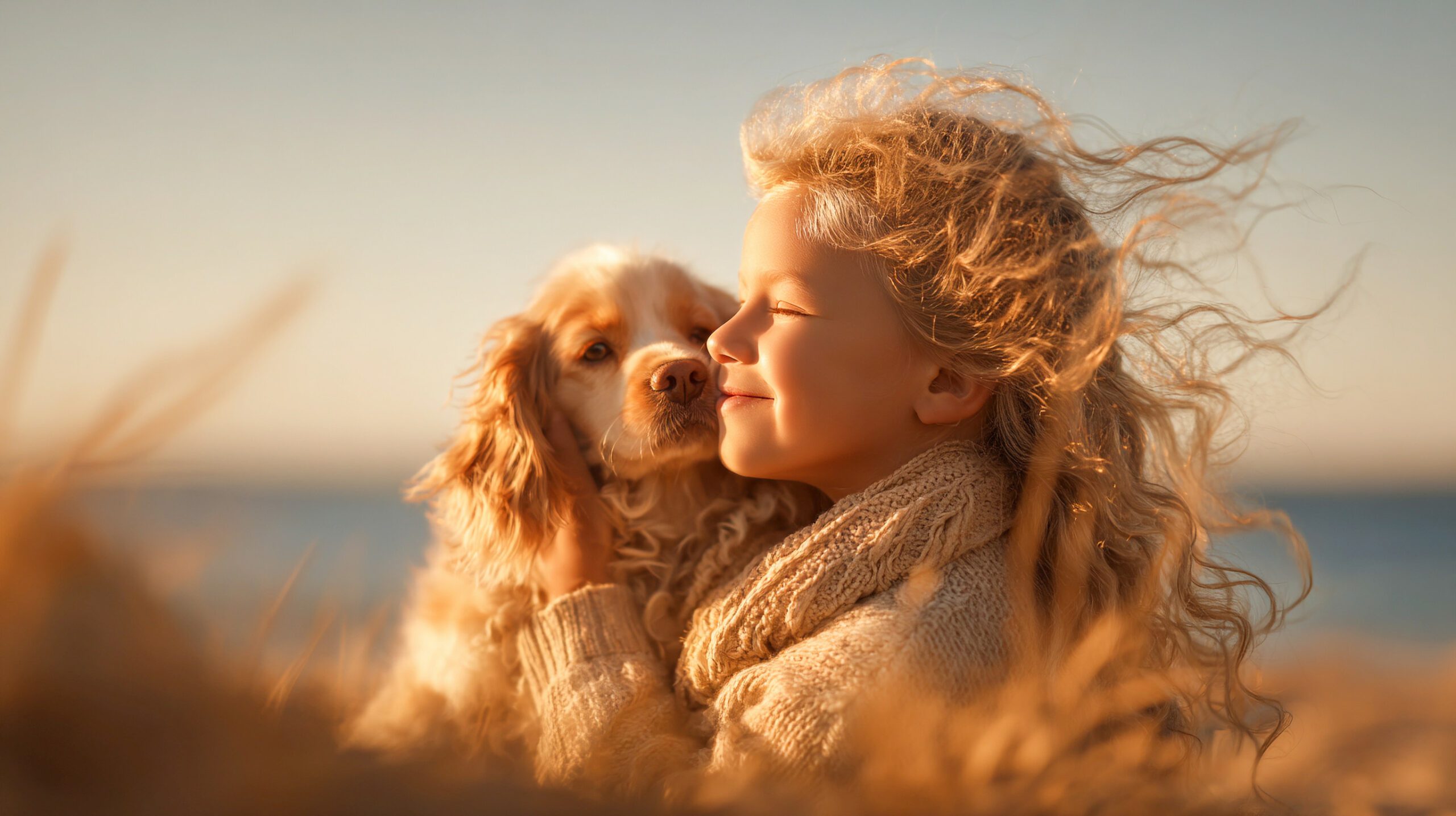A girl sitting with her emotional support animal in Boise, ID.