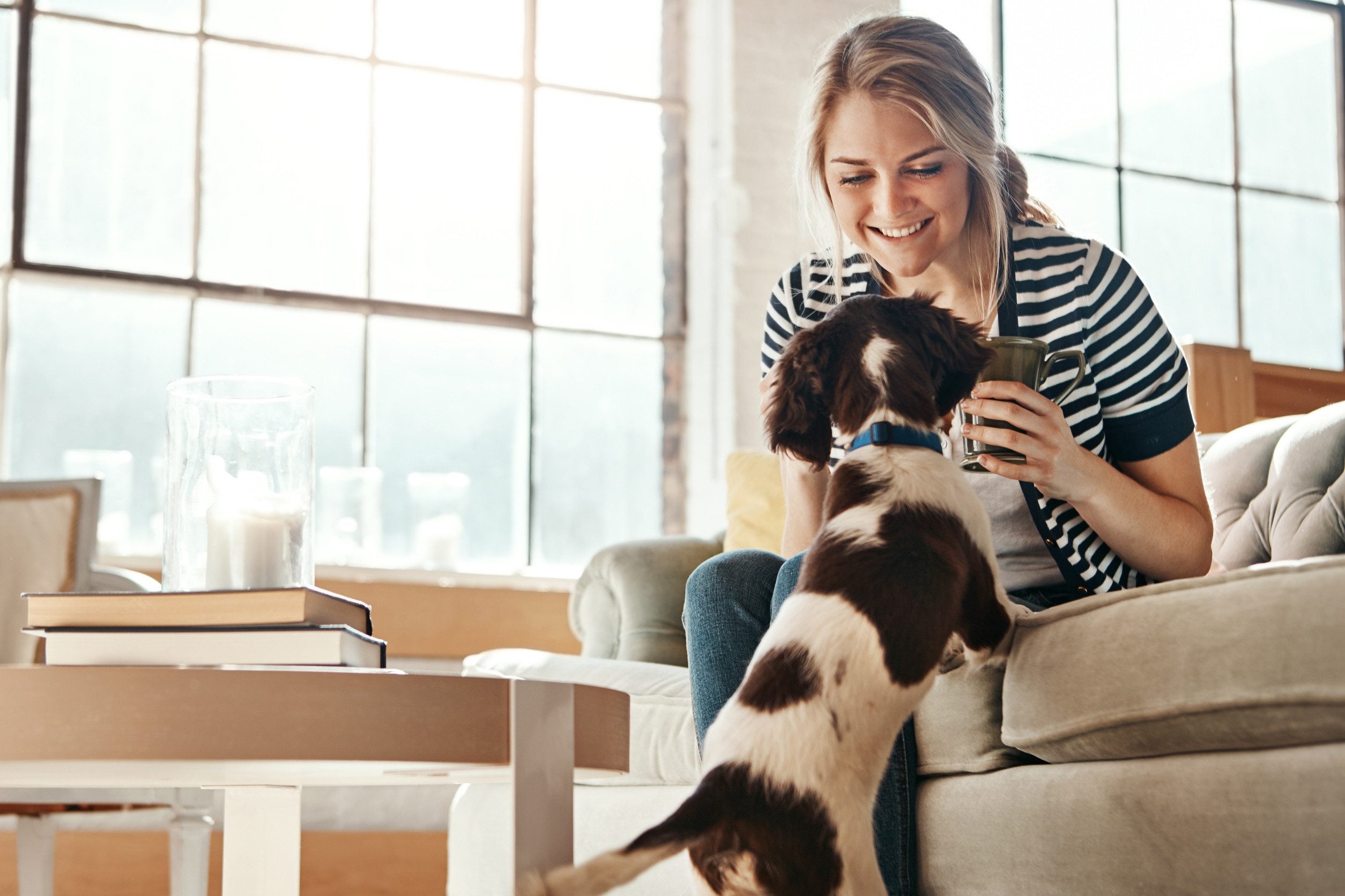 A young woman spending time with her emotional support animal in Norfolk, VA.