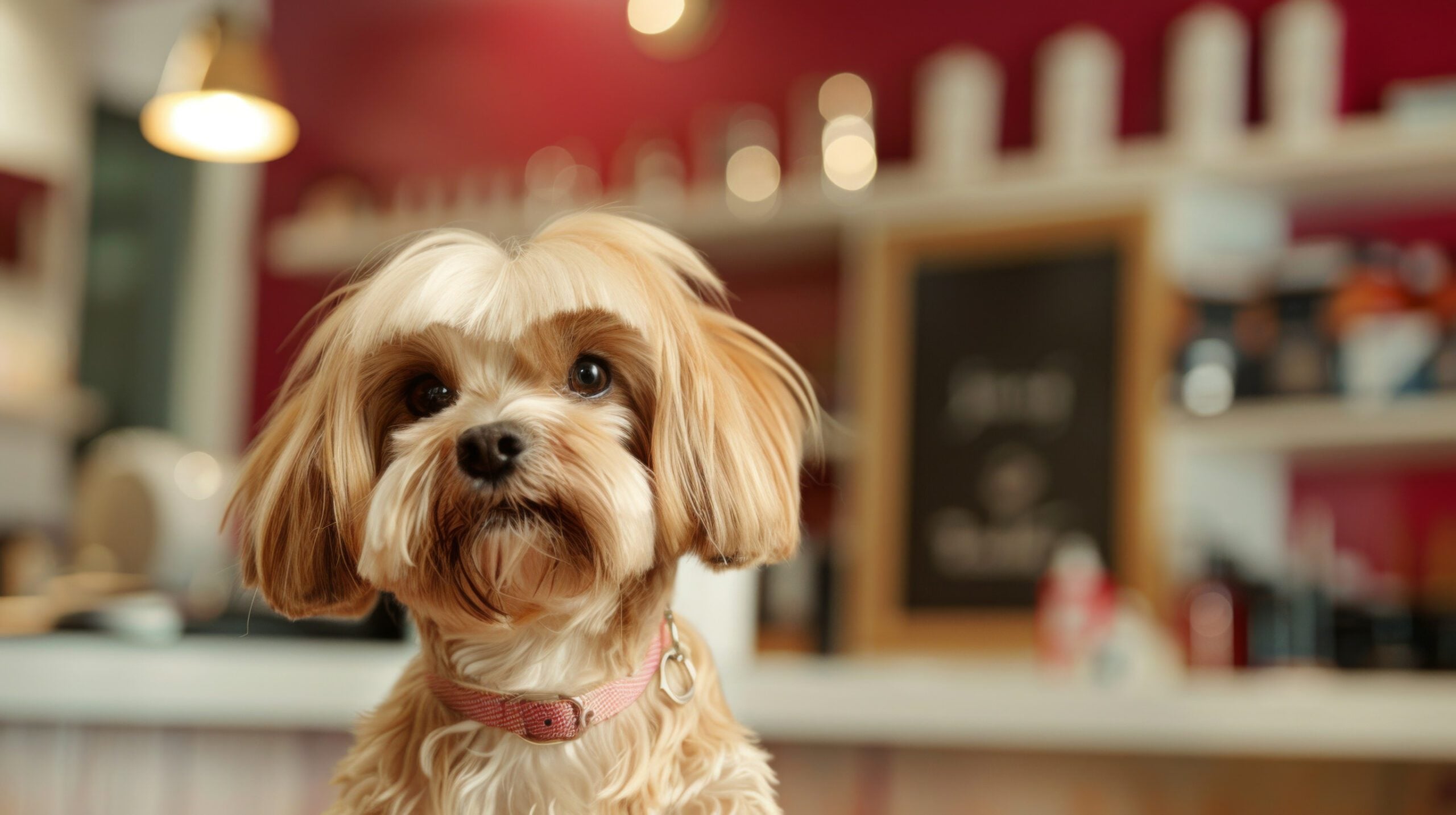 A cute dog with an ESA letter in Irving at a coffee shop.