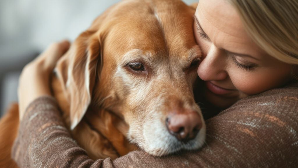 A dog with its owner, wondering, “Is an ESA a service animal?”